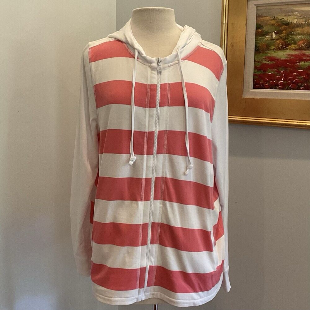 Tommy‎ Bahama Thera Stripe Soft Flamingo Full Zip Hoodie Size XL NWT $125